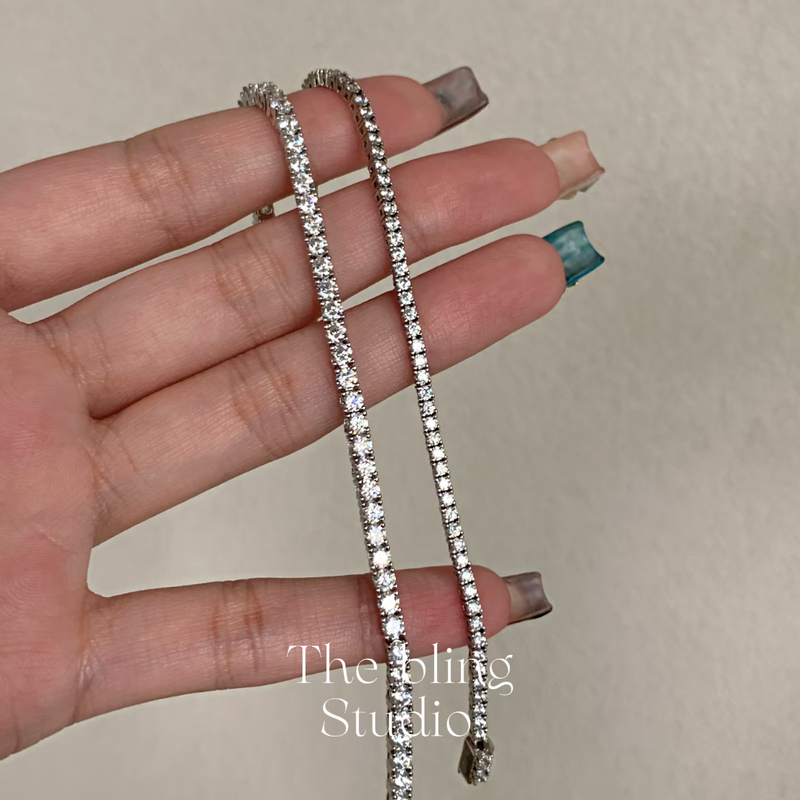 S925 Sterling Silver Imported D Color High Clarity Moissanite Tennis Bracelet Full Diamond Row Diamond Light Luxury High-End Diamond Bracelet S925 Sterling Silver Imported D Color High Clarity Moissanite Tennis Bracelet Full Diamond Row Diamond Light Luxury High-End Diamond Bracelet