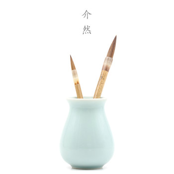 Qiu Hongzhai's Small Wolf Hair Brush, Large Goat and Horse Mixed Hair Brush, Bamboo Handle, Purple Bamboo Handle, Mixed Hair Flat Brush for Traditional Chinese Painting, Freehand Painting, Watercolor, Detailing, Outlining, Stationery Four Treasures Brush Set