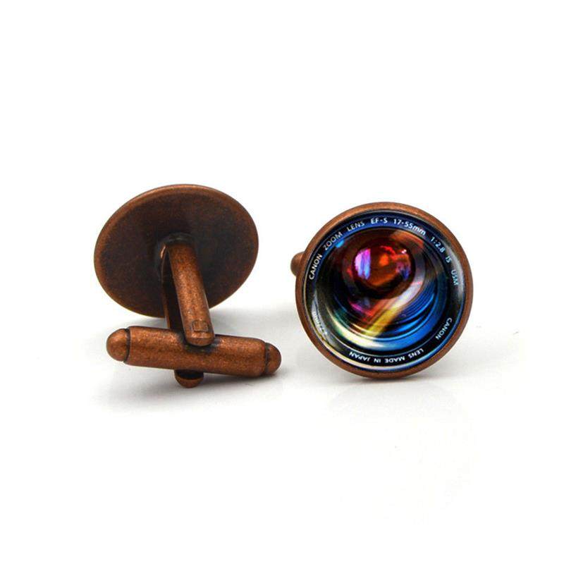 New Camera Lens Pattern Time Gem Cufflinks Men's Fashion French Shirt Buttons Cuff Studs Photography