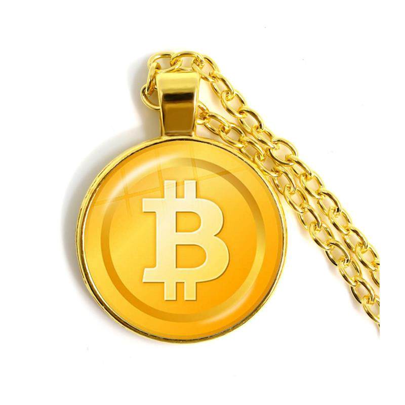New Cross-Border Hot-Selling Foreign Trade Commemorative Coin Bitcoin Virtual Currency Creative Small Gift Necklace