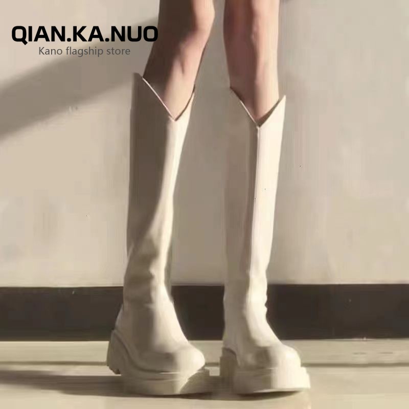 Длинные сапоги женские 2025 осень и зима новые тонкие сапоги - это тонкие и маленькие рыцарские сапоги v-образной формы, длинные сапоги, высокие сапоги на толстой подошве.