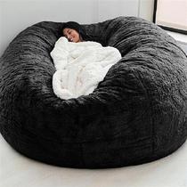 Dropshipping giant fur bean bag cover big round soft fluffy