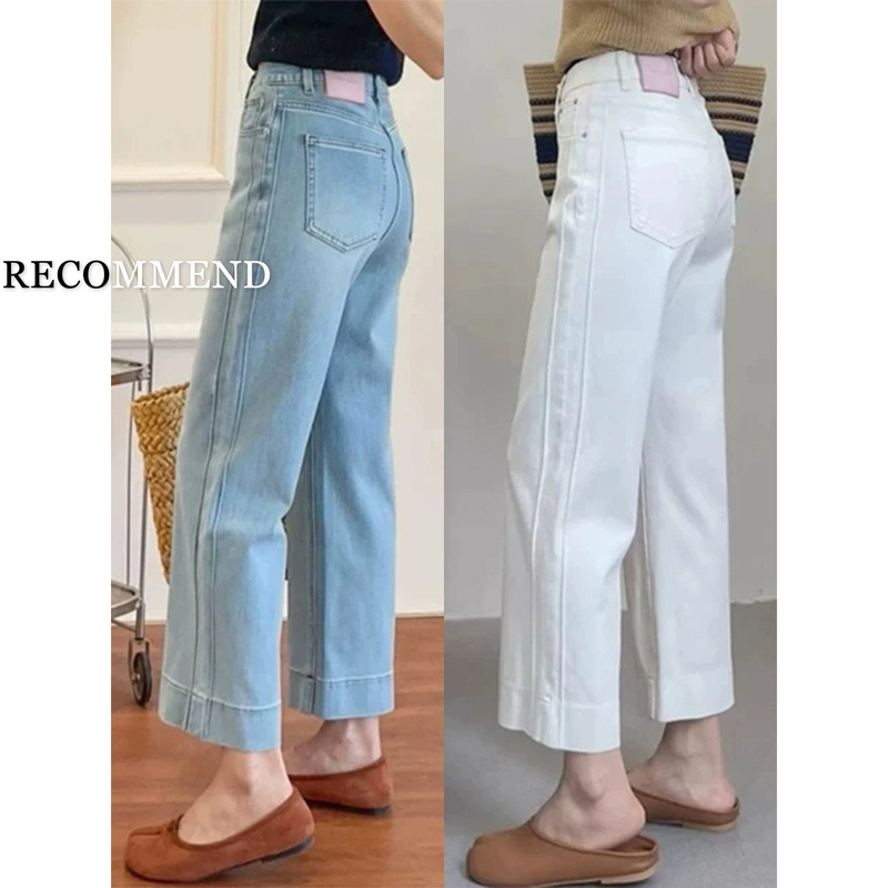 White Cropped Straight-Leg Jeans for Women, Autumn 2026 New Style, Petite, Plus Size, High-Waisted, Slimming Cigarette Pants White Cropped Straight-Leg Jeans for Women, Autumn 2026 New Style, Petite, Plus Size, High-Waisted, Slimming Cigarette Pants