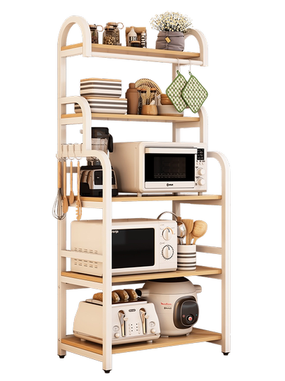 Kitchen Multi-Functional Storage Rack, Dedicated for Appliances Like Microwave Ovens and Rice Cookers, Integrated Wall-Mounted Floor-Standing Multi-Layer Cabinet