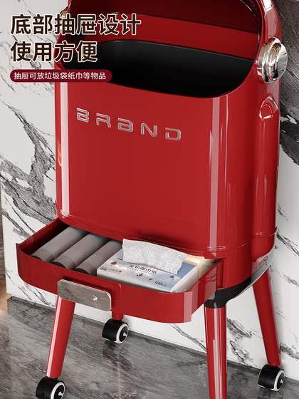 2026 New Model High-Legged Kitchen Trash Can, No Need to Bend Over, Stylish Design for Living Room, Large Capacity, with Wheels, Movable Bin