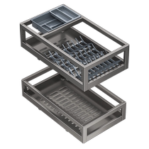 1434 Ermola basket kitchen cabinet stainless steel double-layer drawer-type dish rack to store seasonings and inner bowl basket
