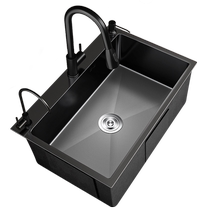 1434 Ermo stainless steel black sink large single-slot hand-made thickened kitchen under counter basin sink basin 304