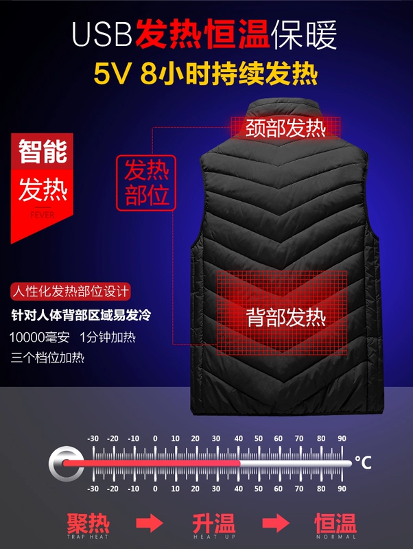 Áo giữ nhiệt thông minh USB, áo sưởi điện cho nam cỡ lớn, quần áo sưởi ấm Xiaomi, ngân hàng điện, áo sưởi ấm