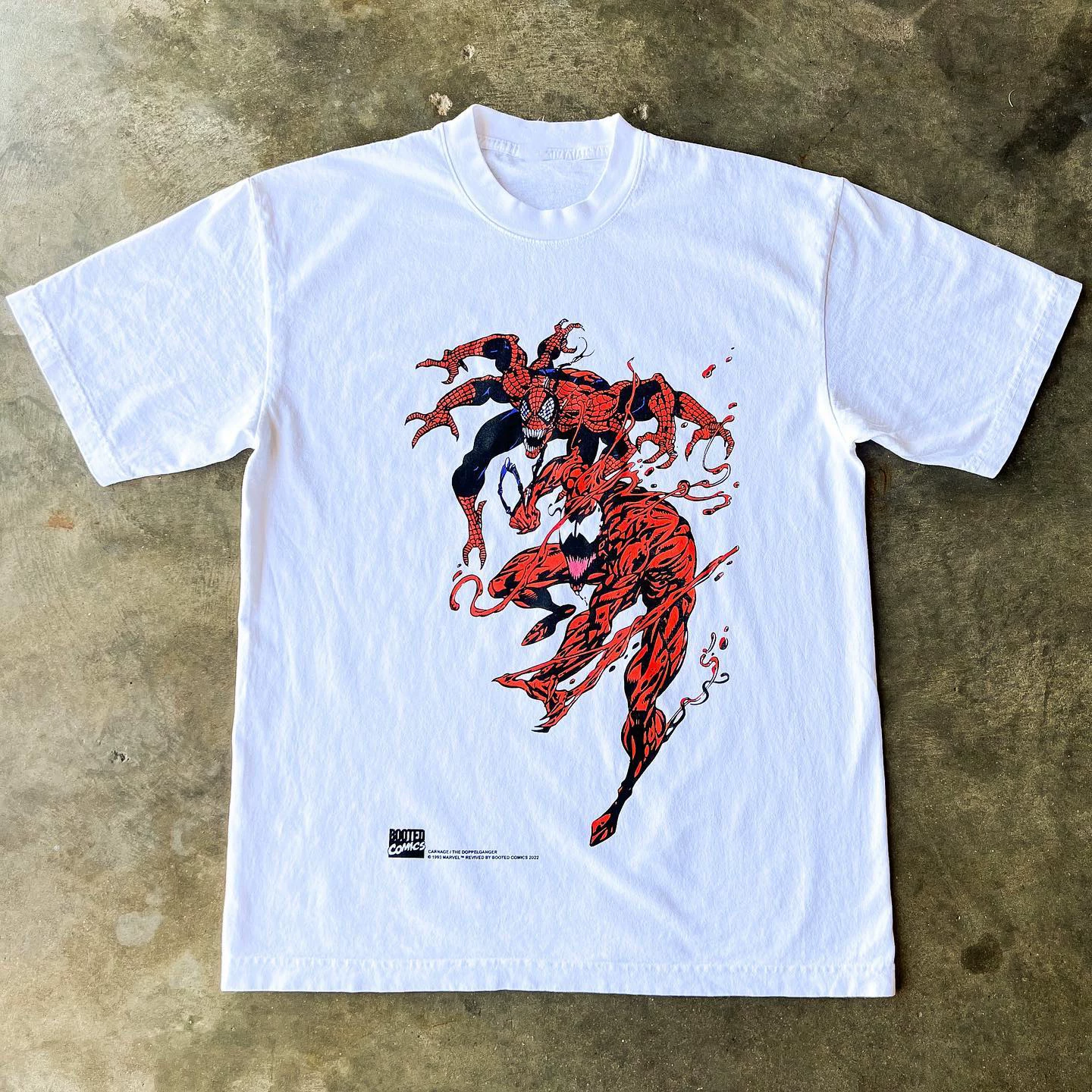 Small neckline!VENUM vs SpiderMan whitetee Venom Spider-Man creative texture short-sleeved T-shirt
