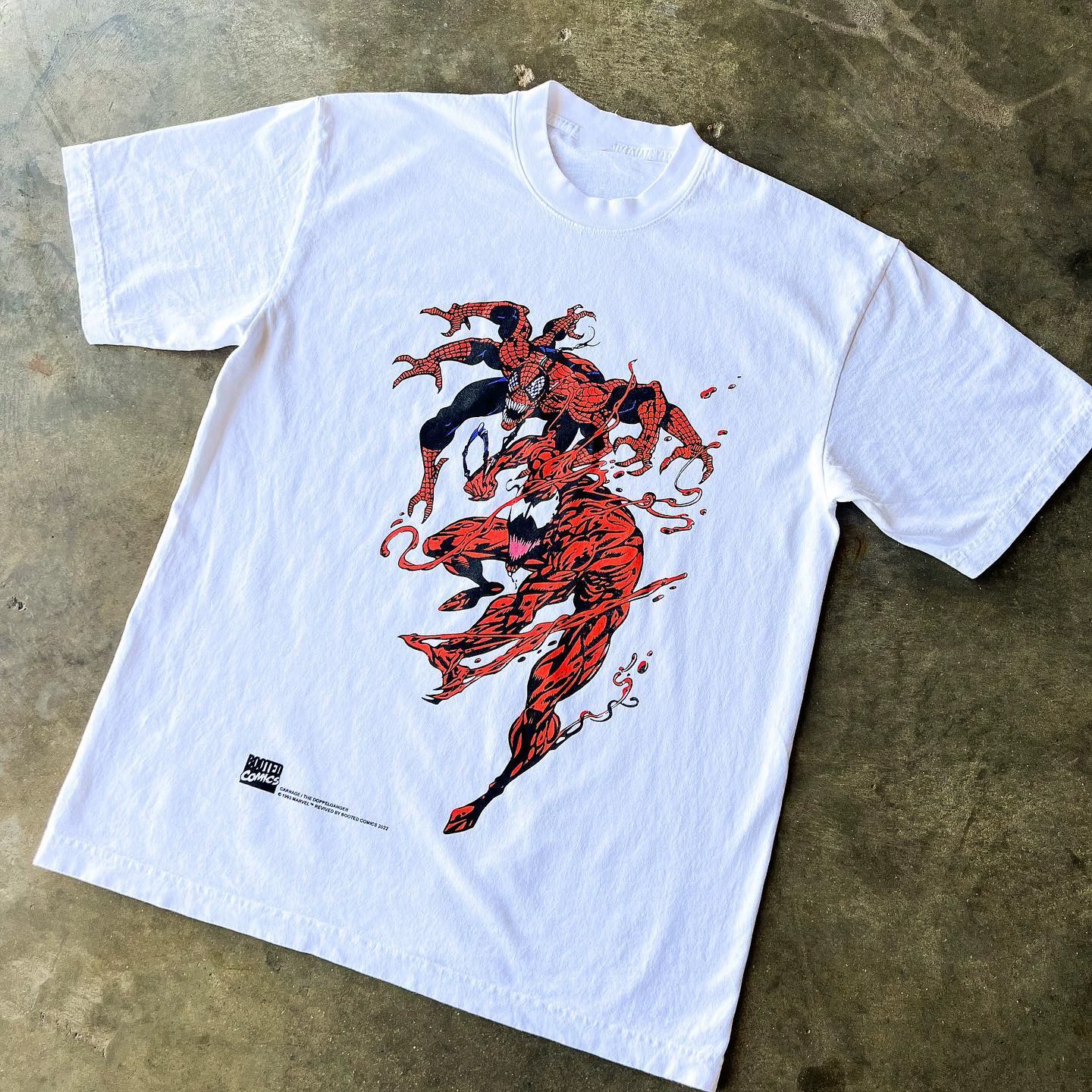Small neckline!VENUM vs SpiderMan whitetee Venom Spider-Man creative texture short-sleeved T-shirt