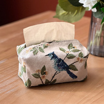 American retro style tissue paper cover tissue bag fabric tissue paper box living room jacquard tissue paper bag home desktop paper tissue bag