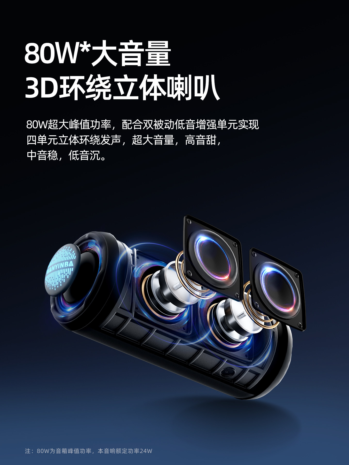 Wanyinba M1 Bluetooth Speaker 2025 New Model High-Quality Speaker Outdoor High-Volume Portable Waterproof Subwoofer