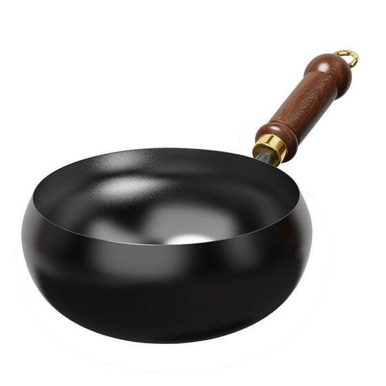 Authentic Zhangqiu Large Belly Pot, Traditional Hand-Forged Iron Wok, Household Cooking Pot, Non-Stick Flat-Bottomed Pan with Fluorine-Free Coating