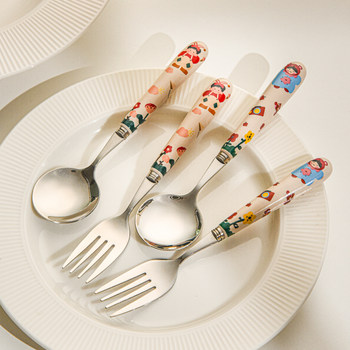 Jingyou cute spoon fork set ceramic handle