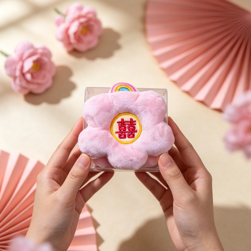 High-End Towel Souvenir with Flowers and the Word "Happy Marriage" on It, Wedding Hand Towel, Practical Small Gift Box for Bridesmaids, Holiday Activities
