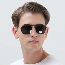 New Double Beam Metal Sunglasses Mens Tide Polygon Retro Po