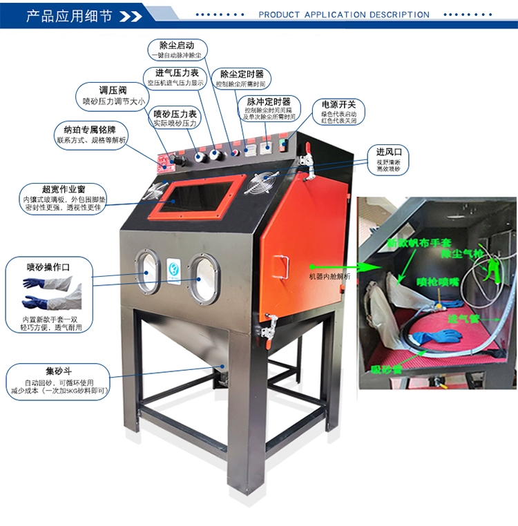 Máy phun cát thủ công mới để loại bỏ rỉ sét khuôn mẫu nhỏ và đánh bóng và cải tạo máy phun cát phi tiêu chuẩn loại hộp không bụi áp suất cao