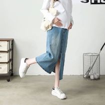 Maternity Spring and Autumn Pregnant Womens Half Denim Skir