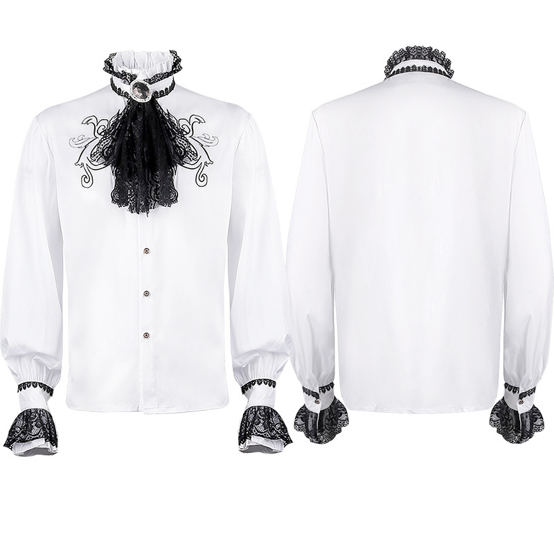 2022 New European and American Renaissance Lace Embroidered Shirt Medieval Steampunk Gentleman's Top Performance Clothing 2022 New European and American Renaissance Lace Embroidered Shirt Medieval Steampunk Gentleman's Top Performance Clothing