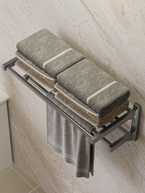 Bathroom Towel Rack, No-Drill Wall-Mounted Towel Bar, Storage Rack for Bath Towels