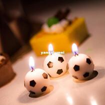 3Pcs Soccer Ball Football shape happy birthday candle cake d