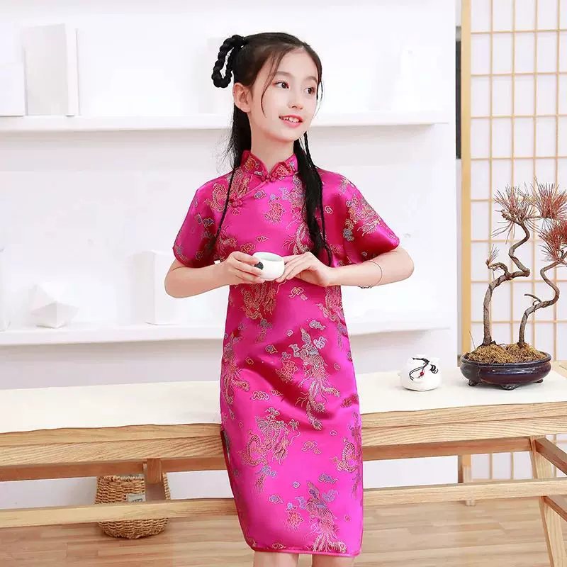 Детское традиционное китайское нарядное платье Танцюипао (Qipao) на Новый год