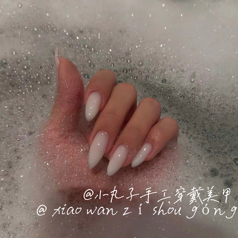 European and American Minimalist Off-White Handmade Almond-Shaped Press-On Nails ins High-End Sexy White Girl Almond Nails European and American Minimalist Off-White Handmade Almond-Shaped Press-On Nails ins High-End Sexy White Girl Almond Nails
