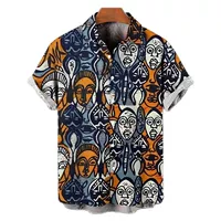 Skull Men's Shirt Funny Print Short Sleeve Hawaiian Shirts F