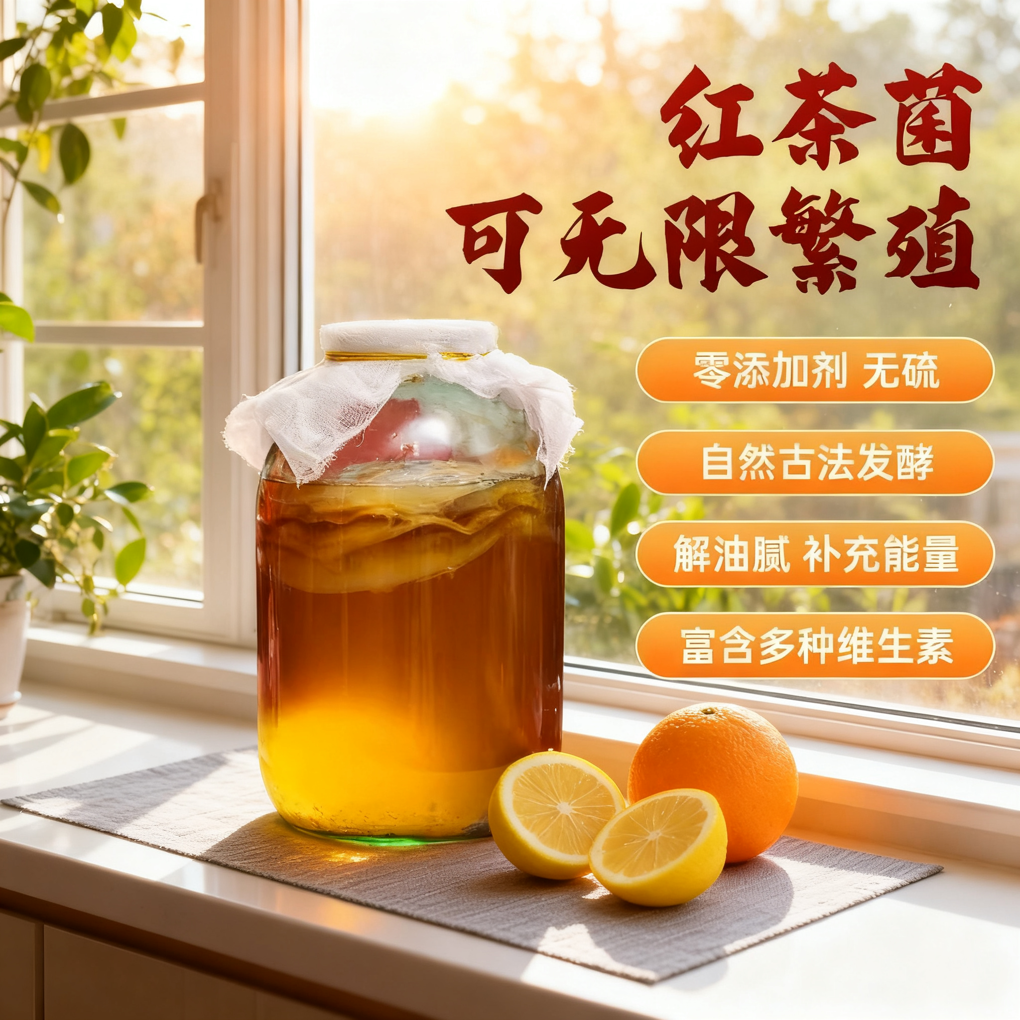 Authentic Black Tea Bacteria Strain, Stomach-Protecting and Health-Promoting Bacteria for Home Use, Homemade Kombucha Beverage [Fruit Yeast Strain]