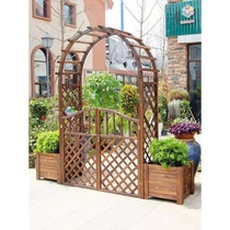 Outdoor solid wood arch courtyard decoration garden flower stand fence carbonized anti-corrosion wood climbing frame curved door grape rack