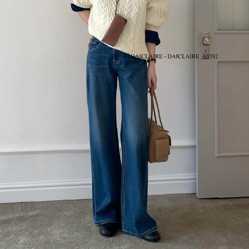 Dai Jiaer Spring and Autumn Style Flared Jeans for Women, High Waist, Four-Way Stretch, Loose Fit, Wide Leg, Casual Long Pants A9382