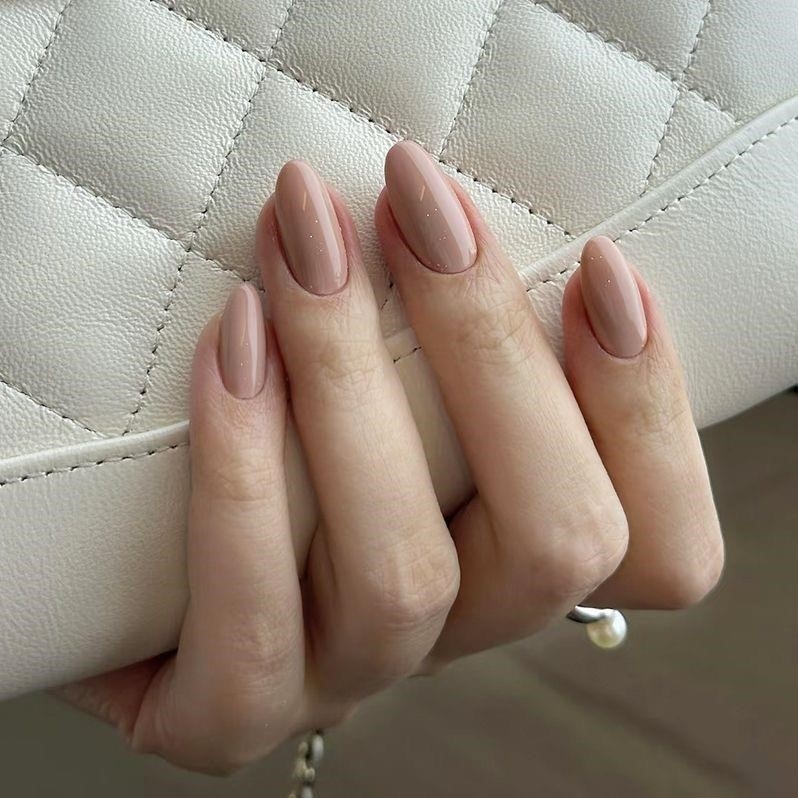 Handmade Nude Color Manicure Wearable Nails 2026 New High-End Style Brightening Solid Color Finished Fake Nail Patches Long Style