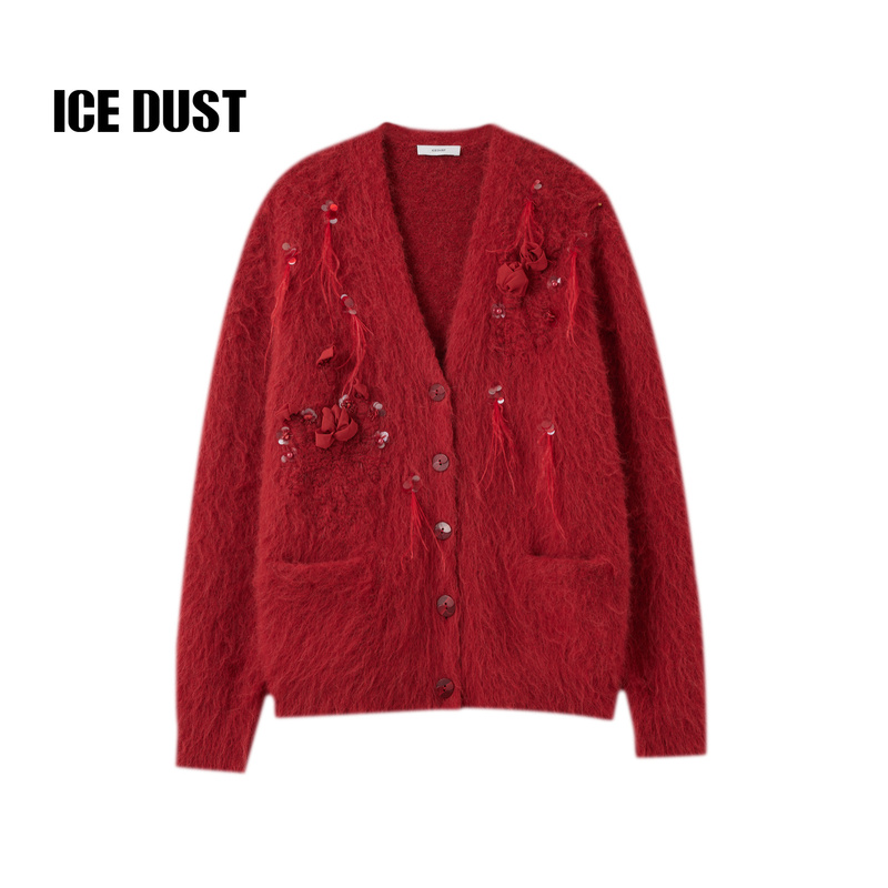 「Jiang Yuchen's Style」Icedust Hand-Knitted Cardigan Jacket for Women, Autumn and Winter Alpaca Wool Knit Sweater 「Jiang Yuchen's Style」Icedust Hand-Knitted Cardigan Jacket for Women, Autumn and Winter Alpaca Wool Knit Sweater