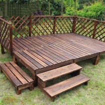 Outdoor anti-corrosion wood floor terrace assembled garden courtyard platform carbonized waterproof platform balcony outdoor sun protection