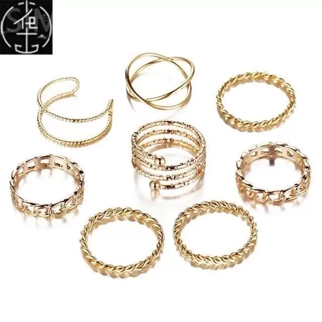 Сет золотистых колец 17 мм для WOMINTAGE Сердце Бантик Twist