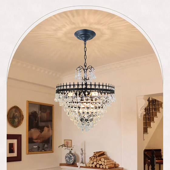 French crystal chandelier American retro master bedroom lamp black light luxury romantic restaurant lamp high-end palace lamps