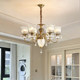 All-Copper Light Luxury Living Room Chandelier, American Retro High-End Bedroom Lamp, French-Style Elegant Glass Lamp, Designer Dining Room Lamp