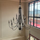 French Retro Living Room Chandelier Black Candle Staircase Chandelier Pearl Romantic Light Luxury Hotel Bedroom Crystal Lighting