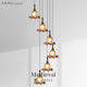French-Style Staircase Light, Long Pendant Light, American Retro Designer Staircase Light, Melard Rotating Villa Mid-Century Style Light