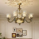 American Retro Living Room Chandelier, All-Copper French-Style High-End Bedroom Lamp, Light Luxury Glass Chandelier, Designer Dining Room Lighting