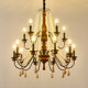 French Medieval House Empty Lamp American Retro Candle Living Room Headlight Staircase Long Chandelier Solid Wood Duplex Lamps