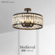 American Retro Crystal Ceiling Lamp, French Minimalist Black Light Luxury Master Bedroom Lamp, Designer Corridor Balcony Lighting Fixtures