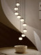 French-Style Vintage Staircase Chandelier, Long Pendant Light, Solid Wood Cotton Designer Retro Open-Air Spiral Staircase Loft Chandelier