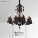 French Retro Balaka Chandelier, Light Luxury Black Crystal Living Room Lamp, High-End Dining Candle Hotel Restaurant Lamp