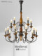 French-Style Mid-Century Duplex Villa with Open-Air Chandelier, American-Style Candle Staircase Long Pendant Light, Villa Living Room Zhongshan Lighting Fixtures