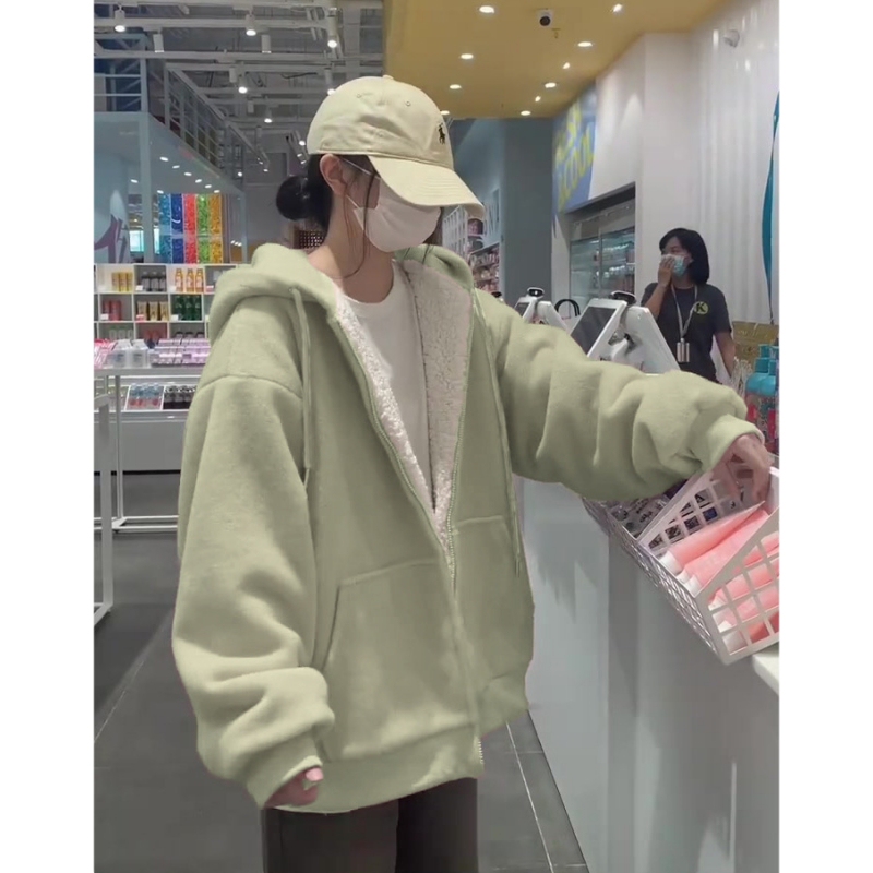 Lamb Wool Jacket for Women, Autumn and Winter Sweatshirt Cardigan, Lamb Wool, Winter Fleece-Lined, Thick Plush, Early Winter 2024 New Thick Style