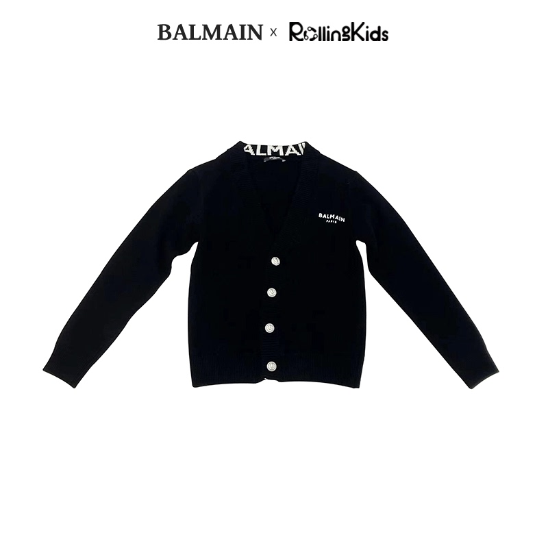 Balmain Kidsren's Knitted Cardigan Black Sweater丨Rollingkids