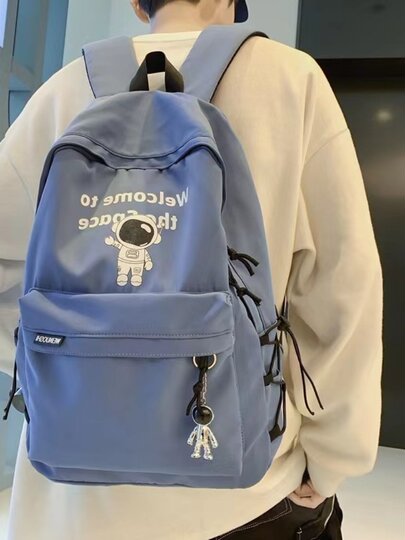 French Mkpref School Bag for Men, Fashionable and Versatile, Large Capacity, High School, Junior High School, College Student Trendy Brand Backpack for Women