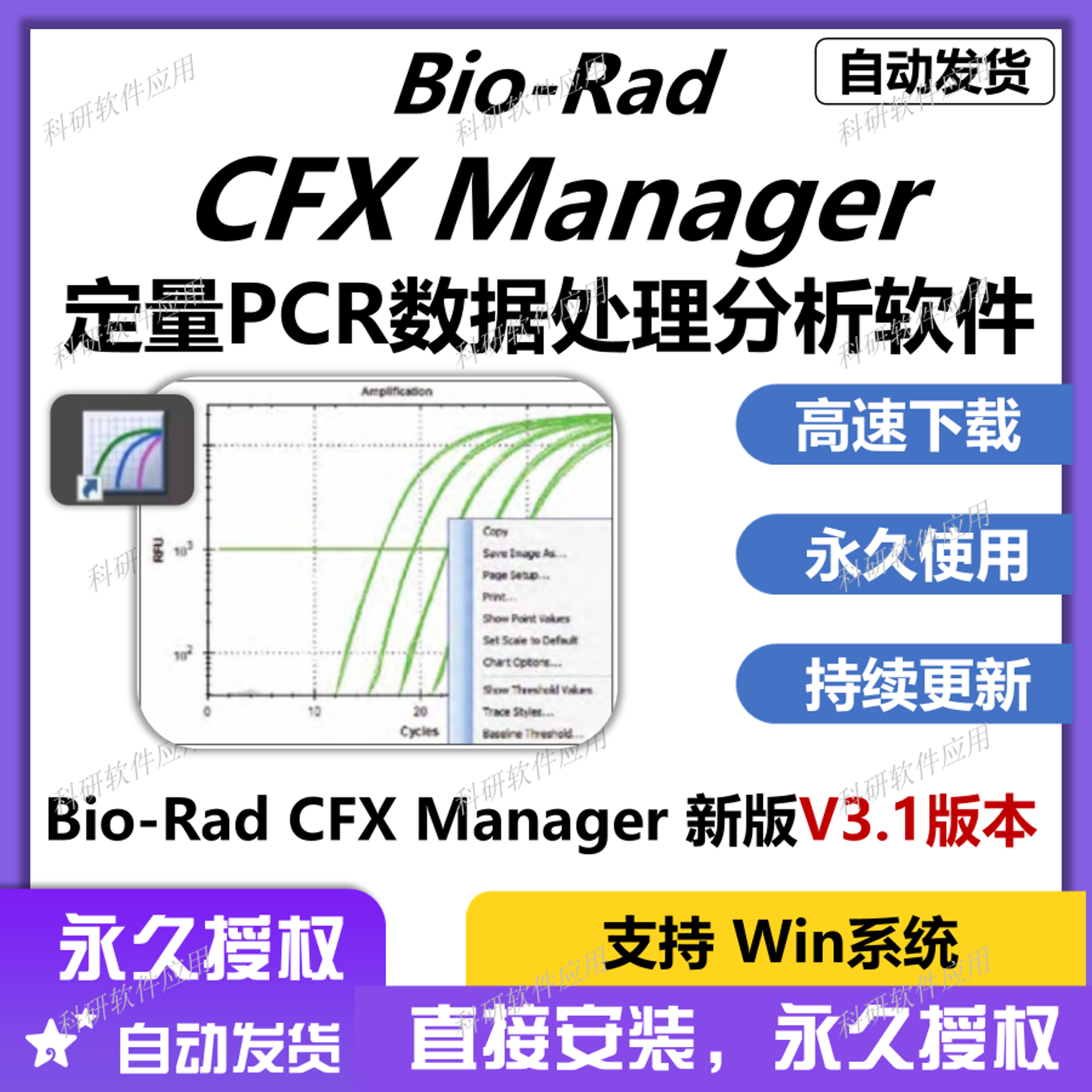 Bio-Rad CFX Manager软件3.1版本 定量PCR数据处理分析软件 win