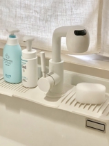 Kitchen faucet anti-splash storage mat bathroom sink storage drain mat anti-water accumulation silicone guide channel